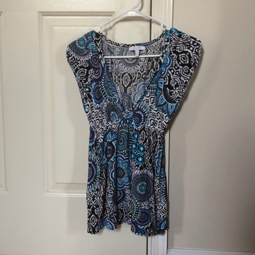 A blue and white cotton blouse :)